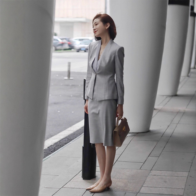 西装套装女秋冬时尚西服外套银行地产销售物业客服工作服外套女装|undefined