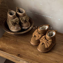 女童雪地靴冬季新款宝宝棉靴加绒保暖棉鞋真皮女孩皮靴一件代发