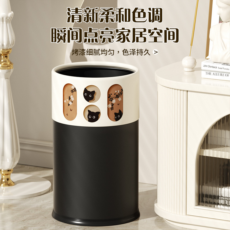 Household Trash Bin High Color Value Creative Trash Bin Bedroom Living Room High Capacity Metal Paint Trash Bin