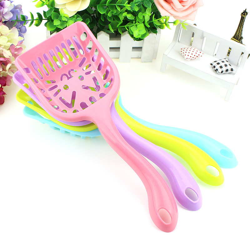 En stock PET limpieza gato arena pala plástico gato cara malla pala gato cara gato arena pala aseo suministros para mascotas