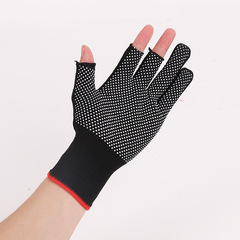 Slip-resistant fishing gloves, labor protective, wear-resistant work gloves, thin plastic elastic nylon, three-finger leak, labor breathable
