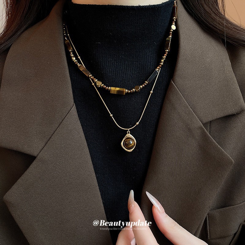 Colar de pérolas de luxo com fecho magnético para mulher_voghion.com