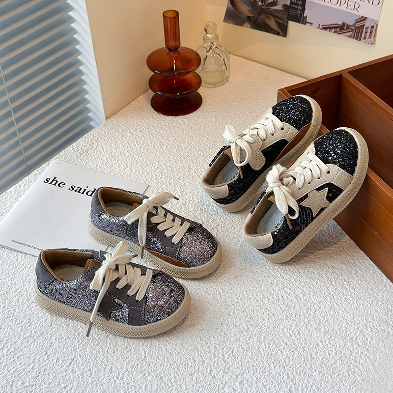 Children's Sneakers 2025 Autum New Kidsren's Shoes Girls Baby Shoes Little Girls Sequin Casual Star Student Shoes