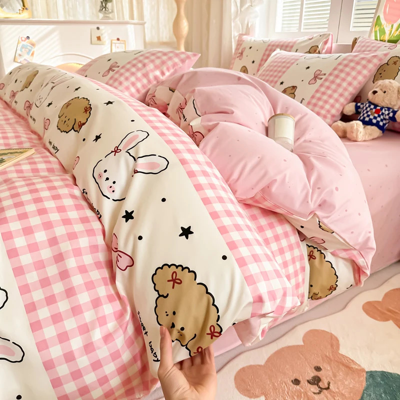 Cama de impresión no estática tipo A tipo de piel doméstica cuatro piezas de sábanas de algodón residencial sábanas de cama tipo笠 molido