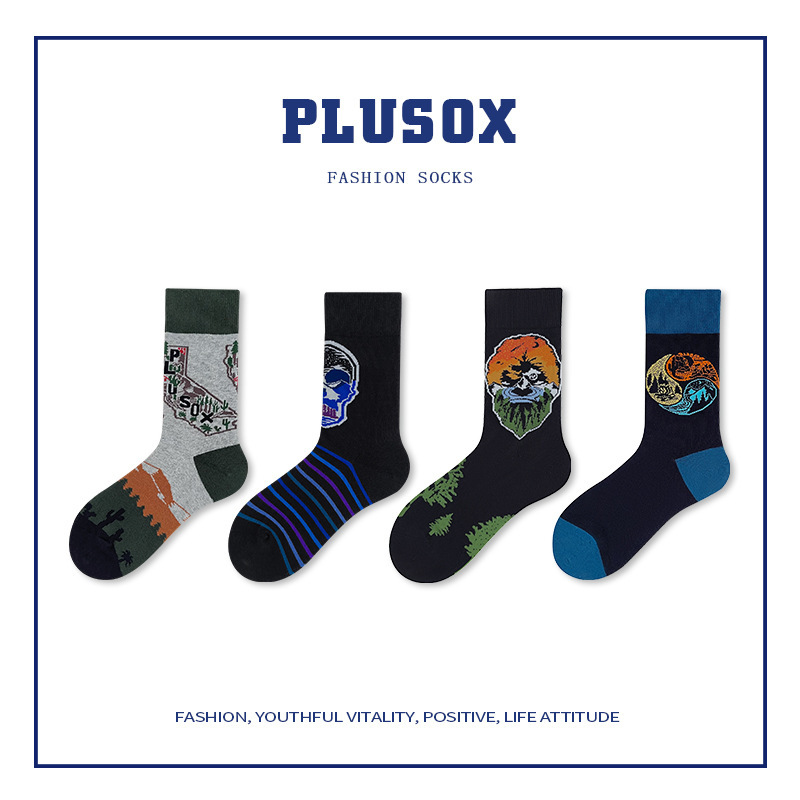 plusox Vintage Socks Men's Mid-length Socks Women's ins Chaoshan Style Tooling Socks Ethnic Style Stocking Stocking Autumn Stocking plusox Vintage Socks Men's Mid-length Socks Women's ins Chaoshan Style Tooling Socks Ethnic Style Stocking Stocking Autumn Stocking