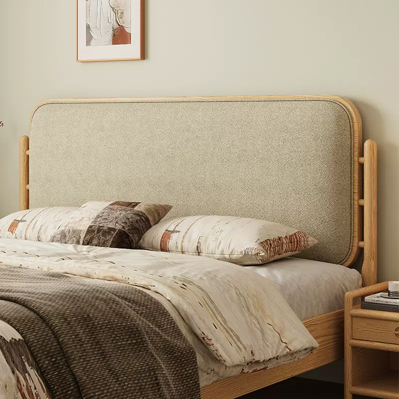 中古风云栖实木床卧室1米8软包双人床小户型简约原木床1米5单人床