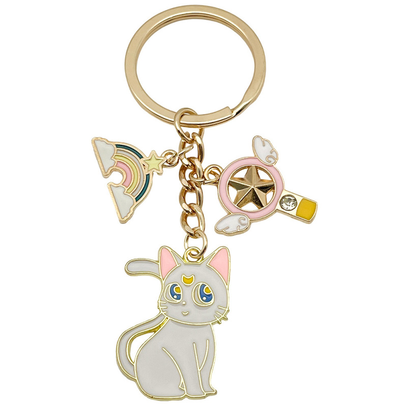 国境を越えた売れ筋のかわいい子猫漫画動物バッグペンダントクリエイティブキーホルダーリングオイルドリップ合金小さなギフト|undefined