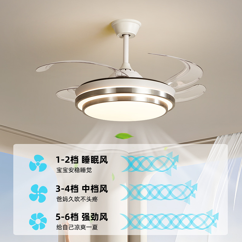 [Selección estricta] moderna simple 2025 nueva lámpara de ventilador invisible gran ventilador silencioso en una lámpara moderna