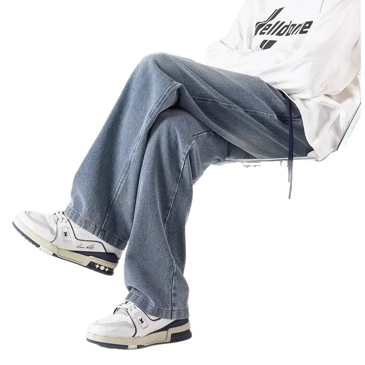 Jeans estrelado hombre marca de moda recta piernas largas estilo americano retro herringbone lavado pantalones casuales primavera y otoño