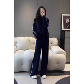大码时尚高级感运动套装女春秋胖MM宽松显瘦卫衣阔腿裤休闲两件套