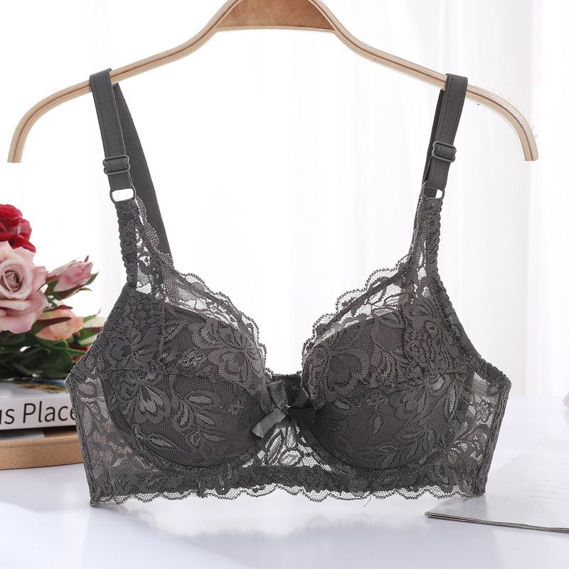 Gran tamaño sin esponja sujetador de mujer ajustable gran taza de encaje sexy delgado gran pecho pequeño ropa interior anti-caída image 7