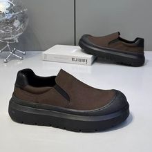 豆豆男鞋秋季懒人一脚蹬厚底增高乐福鞋男士百搭运动休闲大头板鞋