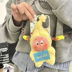 手机背夹星星人斜挎挂绳装饰可爱毛绒娃娃挂件零钱包斜跨机通用