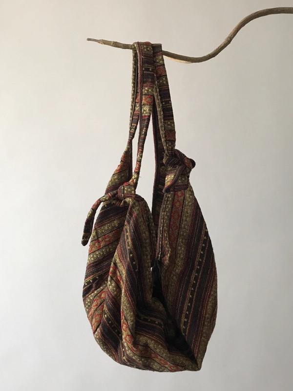 エスニックスタイル旅行レトロ刺繍ダブルストラップバッグストライプ大容量キャンバスバッグ多目的ショルダーバッグとクロスボディバッグ|undefined