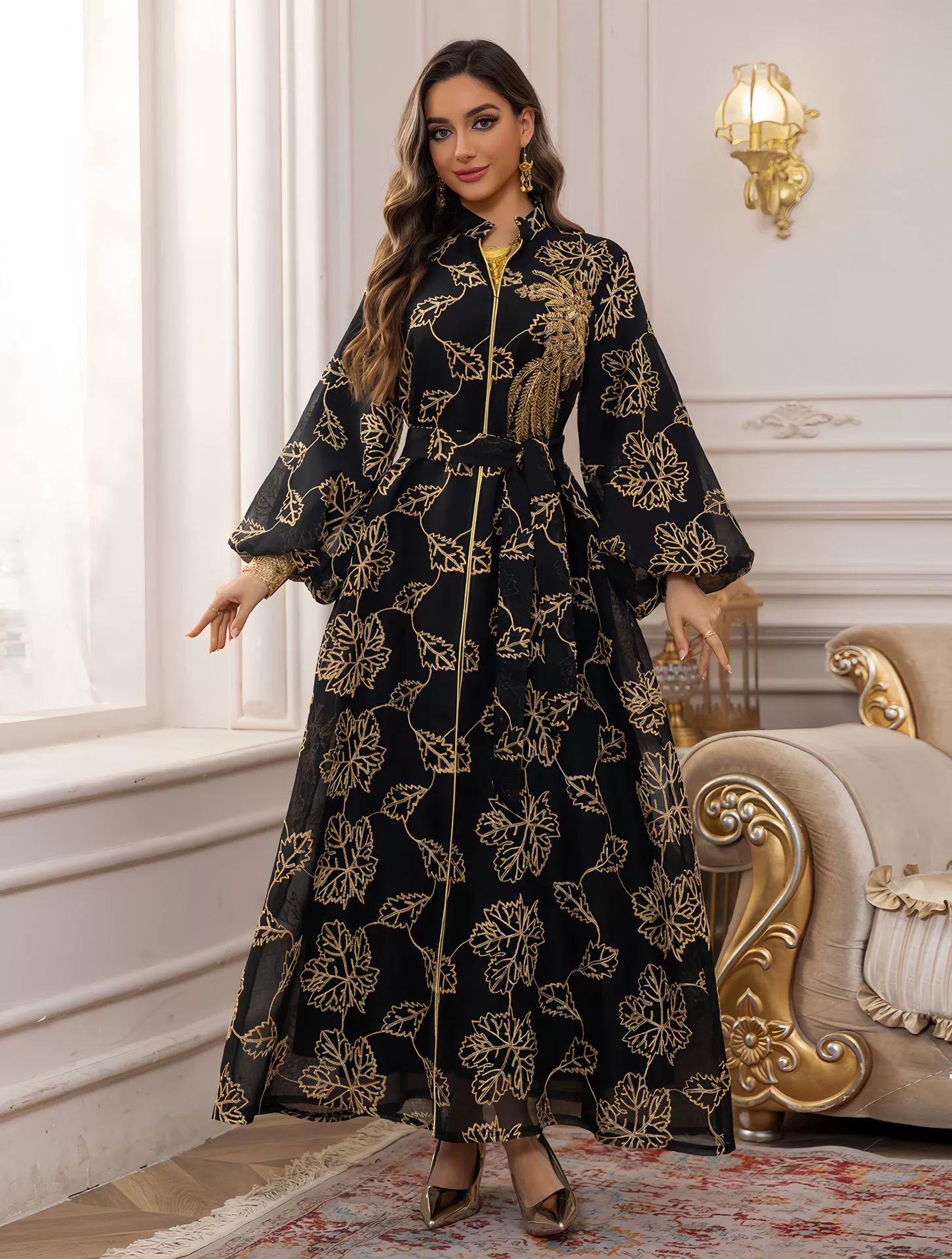Смок, халат, этническое платье, джалабия женское пуловер платье, вышивка в сетке, мусульманское платье, длинная юбка