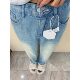 Pear-Shaped Figure Tencel Jeans Women's Summer Thin plus size chubby girl High Waist Body-Slimming Drop-off Ice Silk Wide-Leg Pants