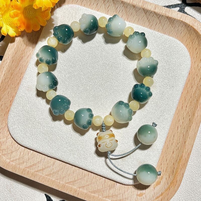Cat's Claw Bracelet with Beads, Finger-Wrapping Soft and Delicate Design, Niche Design for Men, Buddhist Bead Jewelry, Handmade