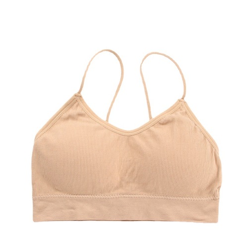 New seamless anti-exposure tube top with breast pads, threaded camisole, beautiful back and chest-wrapped one-piece bra for women