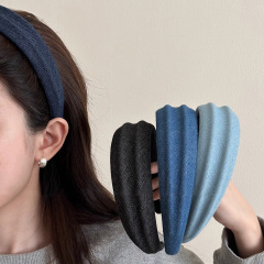 小さなフレッシュスタイル〜韓国生地のシンプルなつば広ヘッドバンド女性用2025新しいハイヘッドファッションヘッドバンドヘアアクセサリー