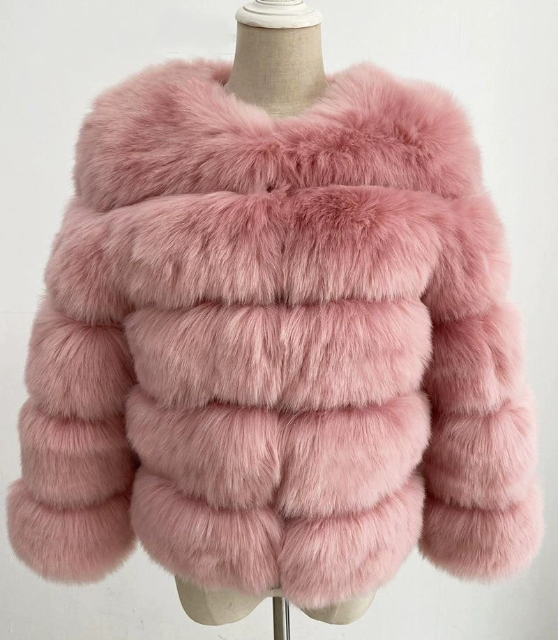Женская короткая шуба из искусственного лисьего меха, искусственный mink, длинный рукав, мультицвет, размеры S–5XL