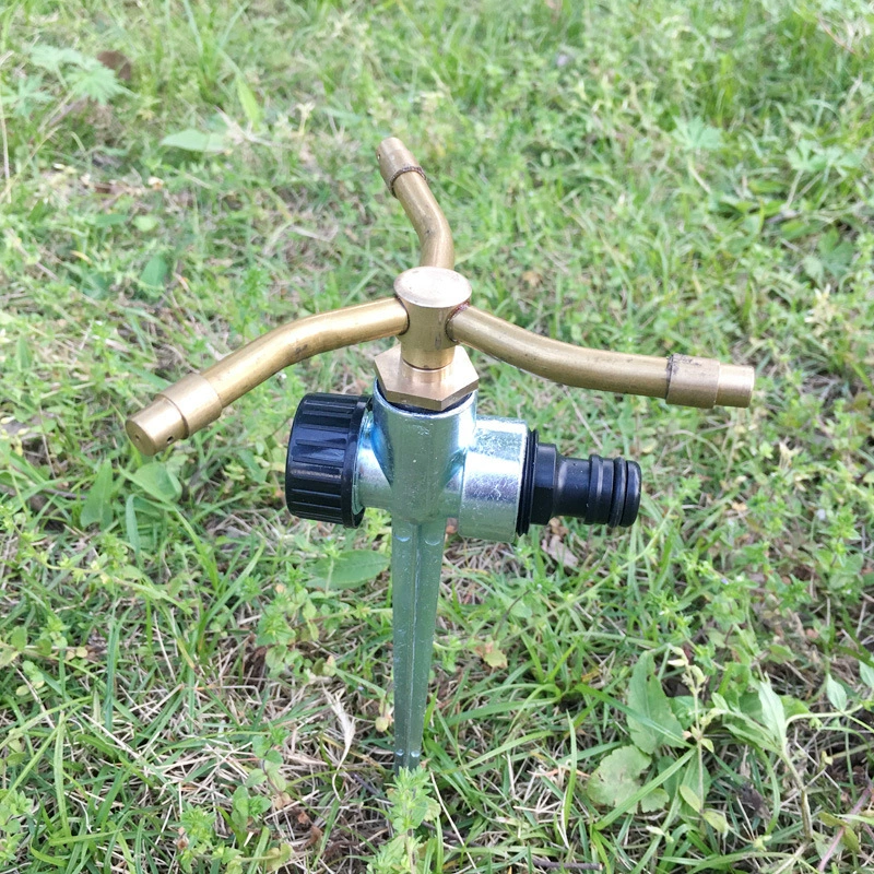 All-brass triple-fork quad-fork 360-degree lawn automatic rotating sprinkler head for garden irrigation spray head