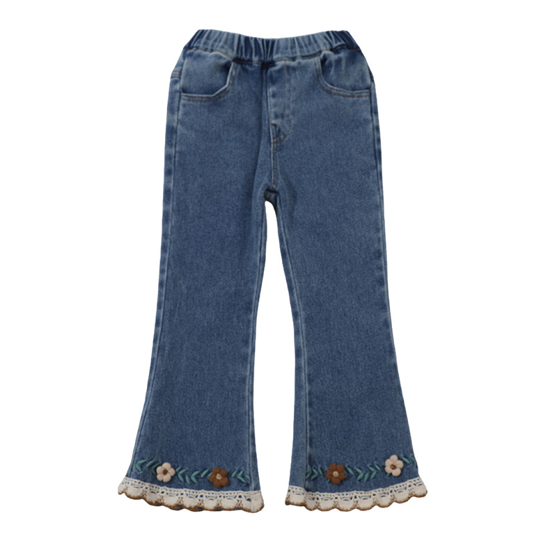 Pantalones vaqueros para niñas con encaje tridimensional – moda primavera-otoño 2024. image 6