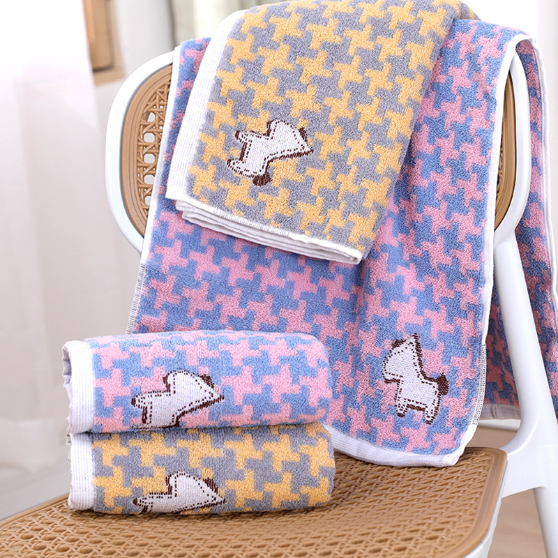 方巾全棉批發家用可愛卡通大號提花加厚純棉大方巾兒童小毛巾批發