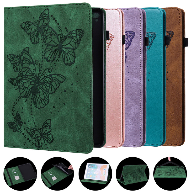 Suitable for Samsung Tab A9plus Flat Leather Case P610 Butterfly Embossed Card Holder Drop-resistant Protective Case