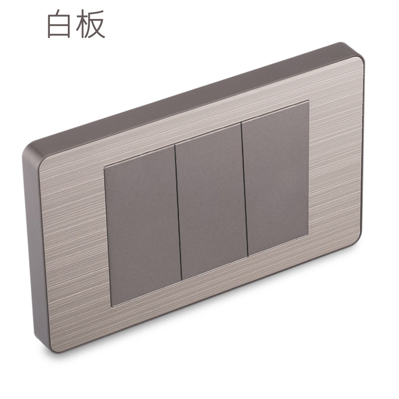 15A panel de metal de acero inoxidable gris dibujado tres agujeros Taiwan fabricado en Estados Unidos enchufe de pared conmutador suministro directo
