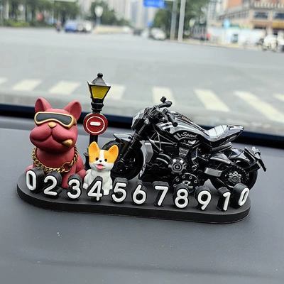 parking number plate, 3D car — Nömrəli dayanma kartı - red-french-bulldog-streetlight-corgi-cruise-black-3d-o-style