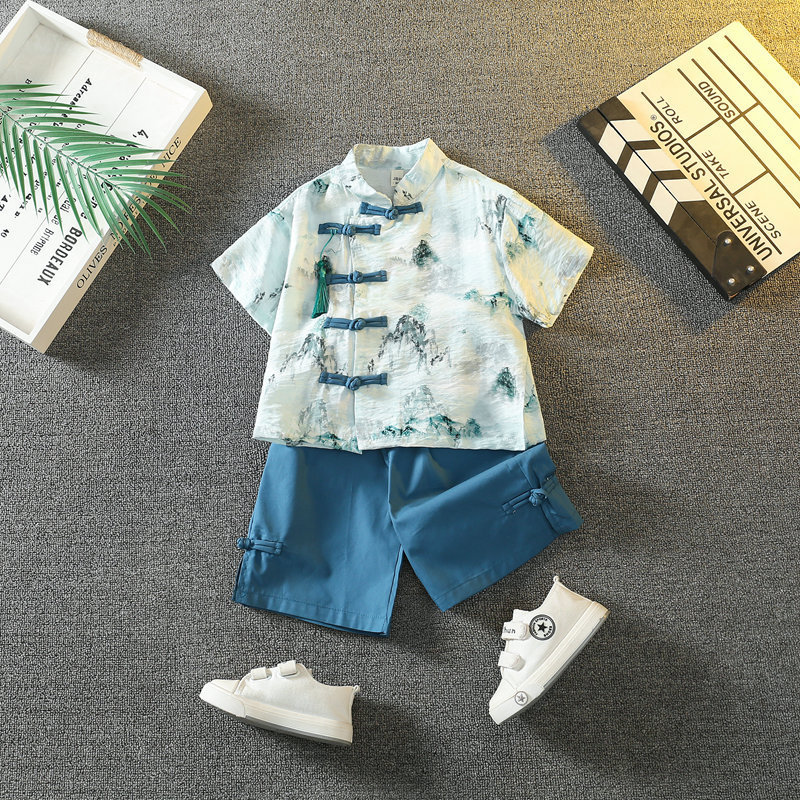 Children's Hanfu Boys' Ancient Dress Thin Summer suit Baby One-Year-Old Dress Chinese Style Improved Ethnic Tang Dress Children's Hanfu Boys' Ancient Dress Thin Summer suit Baby One-Year-Old Dress Chinese Style Improved Ethnic Tang Dress