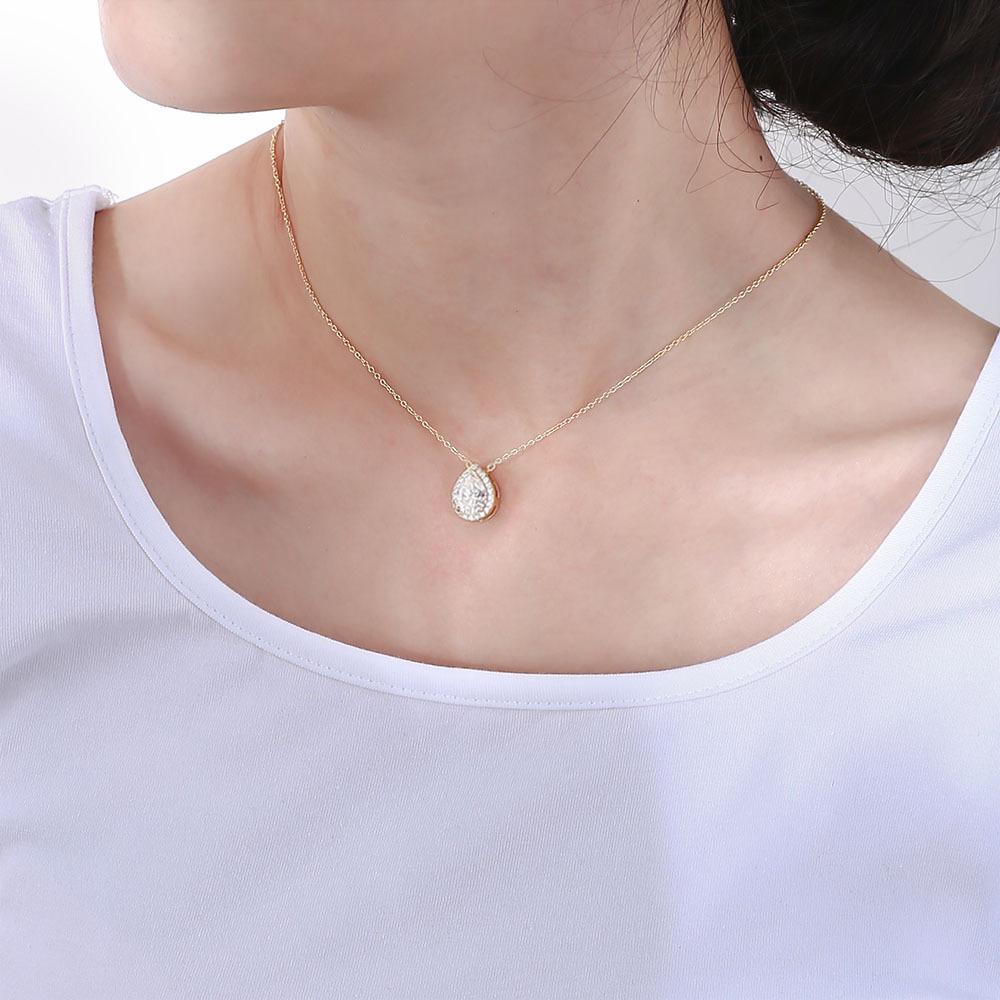 3g Weight 0.03µm Gold Plating Thickness Electroplating Gold Plating Process 925 Sterling Silver Zircon Plating Geometric Necklace