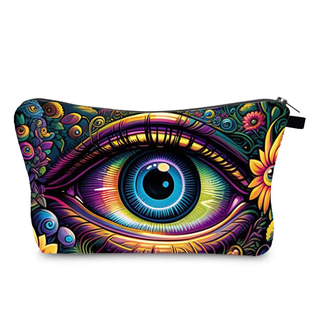 Transfronterizo Amazon nuevo maquillaje pintado bolsa de impresión de lino impermeable doble cara bolsa de almacenamiento