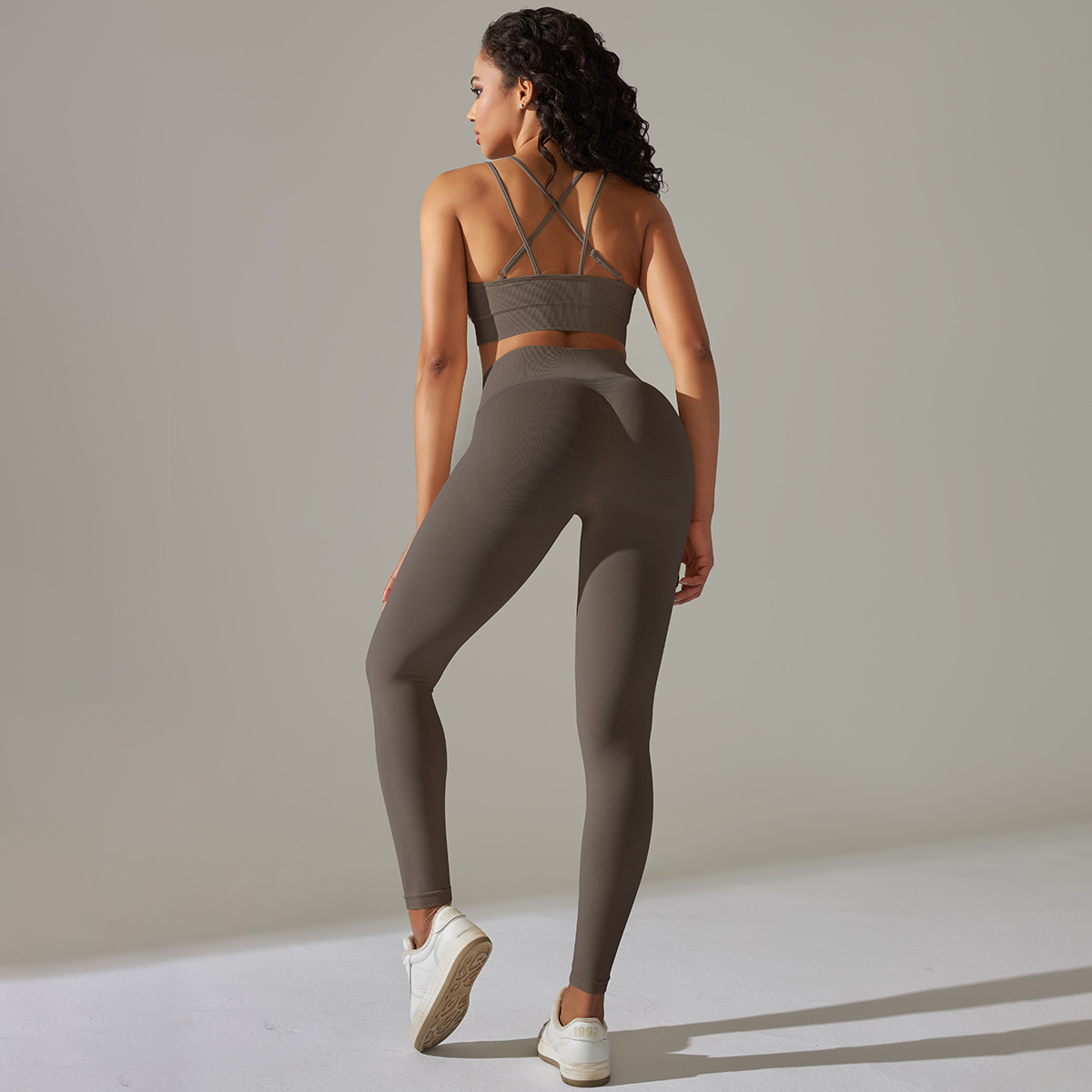 Transfronterizo europeo y americano sin costuras espalda ajustada ropa interior deportiva transpirable de alta elástica ropa de yoga traje de correr fitness traje de dos piezas image 16