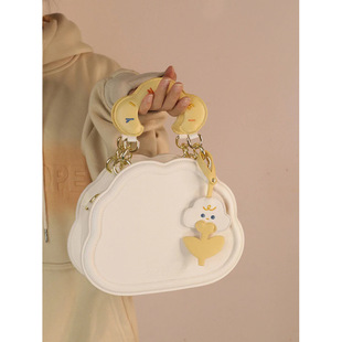 Cream shoulder bag, cute one-shoulder bag, phone bag, Japanese and Korean