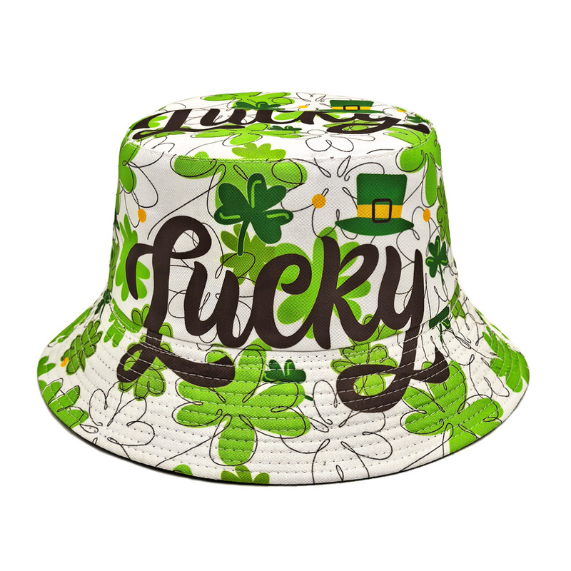 Spring and summer new irish holiday sunshade basin hat shamrock st patrick's day fisherman hat cross-border hat