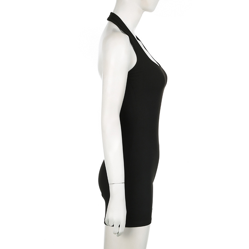 Summer Street Sports Fitness Halter Jumpsuit Solid Color Tight Sexy Casual Sleeveless Jumpsuit Shorts