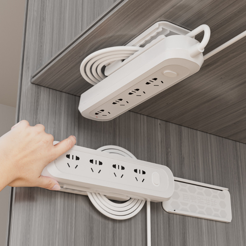 Power Strip Holder Self-Adhesive Wall-Mounted Punch-Free Socket Fixing Sticker Household Traceless Paste Nail-Free Creative Plug Strip
