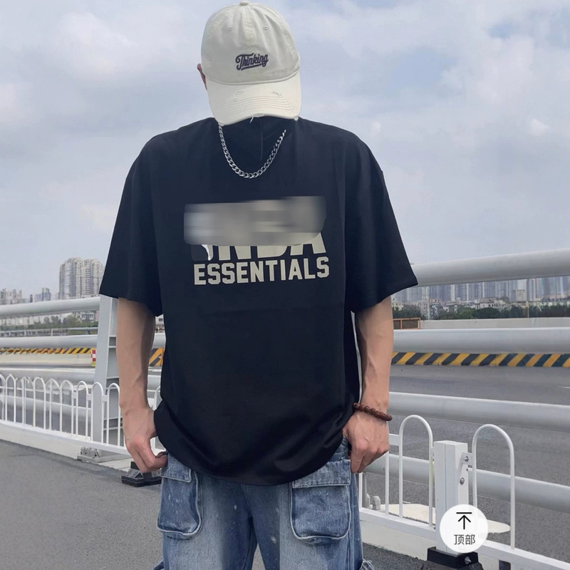 Essentials Co-Branded All-Star Silicone Printed Men's and Women's Short-Sleeved American-Style Loose Cotton Round-Neck T-Shirt Summer