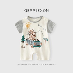 Infant Summer Super Cute Clothes Short-Sleeved Baby Jumpsuit 2025 New Graffiti Newborn Baby Summer Thin Clothes