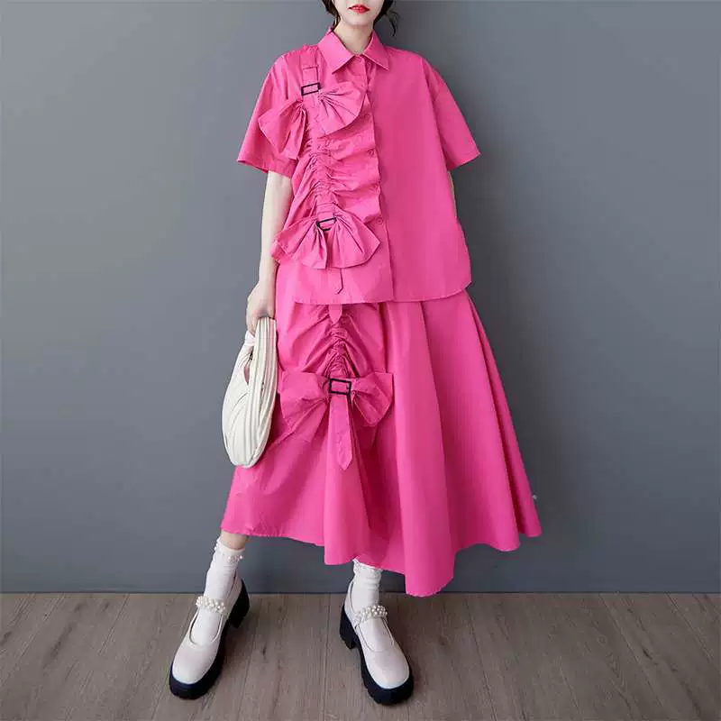 Summer trousers, set, Korean style, oversize