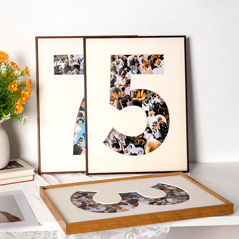 Aluminum Alloy Digital Photo Frame for First Birthday DIY Commemorative Children's Picture Frame Wall-Mounted High-End Digital Cardboard Puzzle Frame