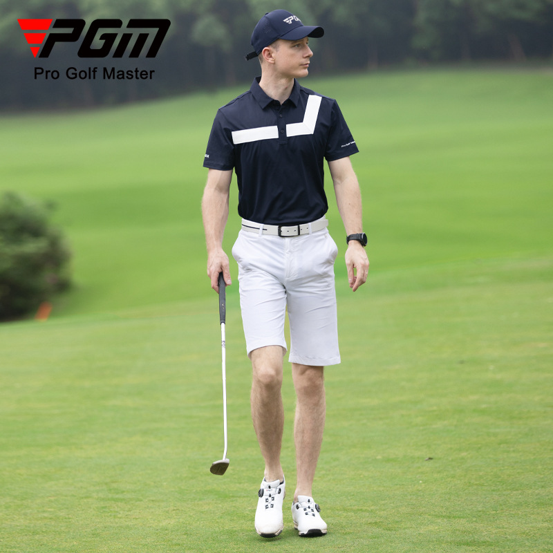 Áo thun nam ngắn tay PGM mùa hè thể thao thoáng khí co giãn — KUZ158-Quần kaki, KUZ158-Quần màu xanh nước ngoài, YF580-Áo màu xanh hải quân, KUZ158-Quần Trắng