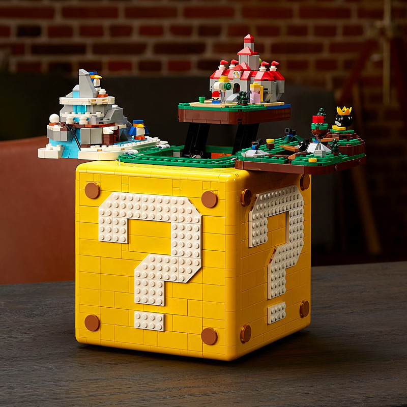 Compatible with Lego Super Mario Piranha Question Mark Box Building Blocks Children's Gift Toys Wholesale for Stalls