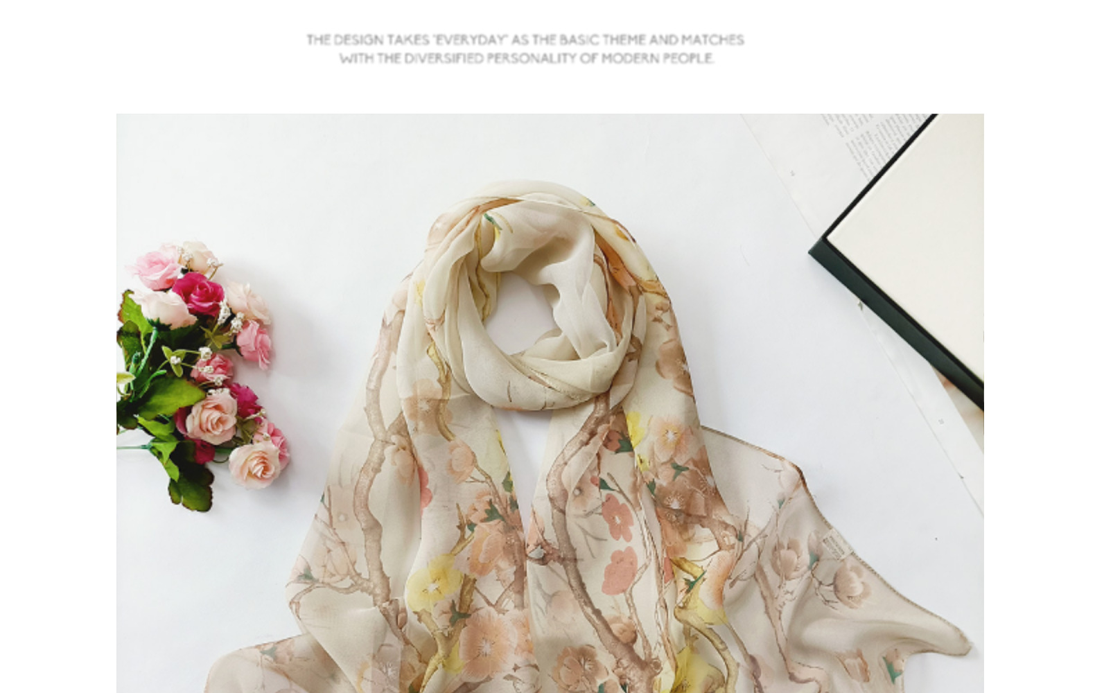 Women's Sweet Flower Georgette Silk Scarves display picture 1
