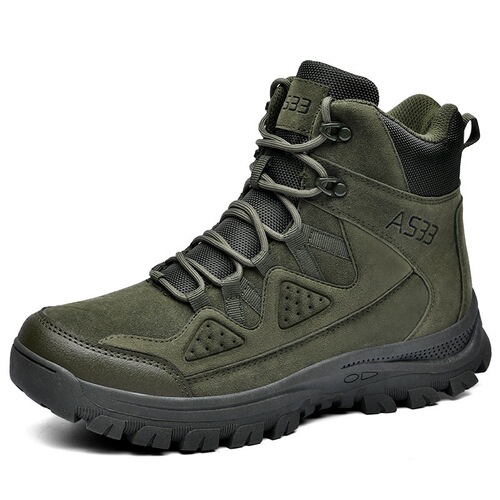 New Men's Outdoor Work Boots Combat Training Boots High-Cut Laced Hiking Off-Road Sports Tactical