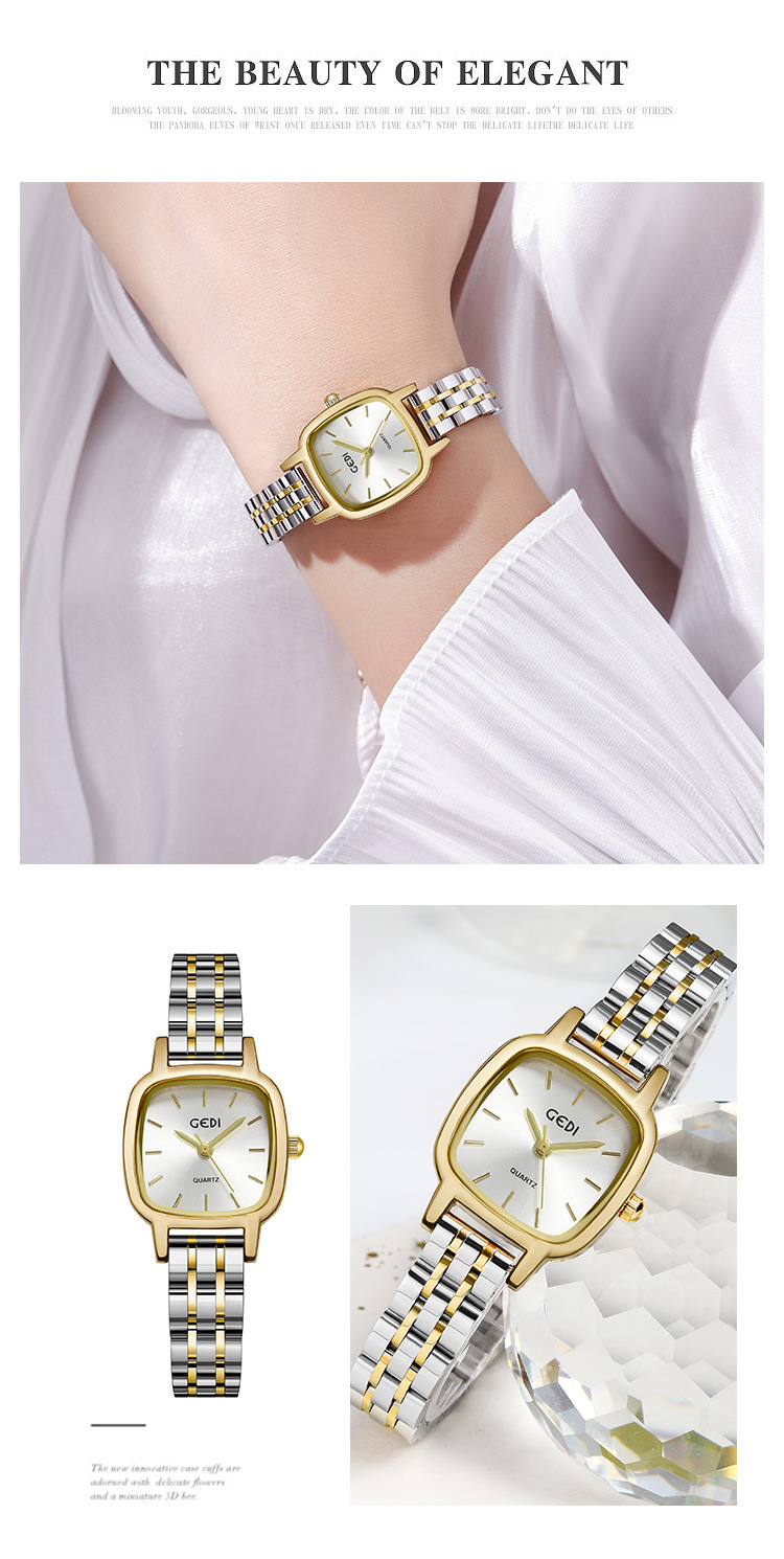 GEDI orologio di fascia alta di nicchia, semplice modello per studenti, cinturino in acciaio, orologio al quarzo, orologio da donna impermeabile all'ingrosso_voghion.com