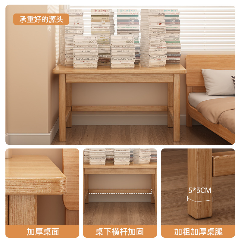 Mesa de escritorio de madera sólida, escritorio de dormitorio