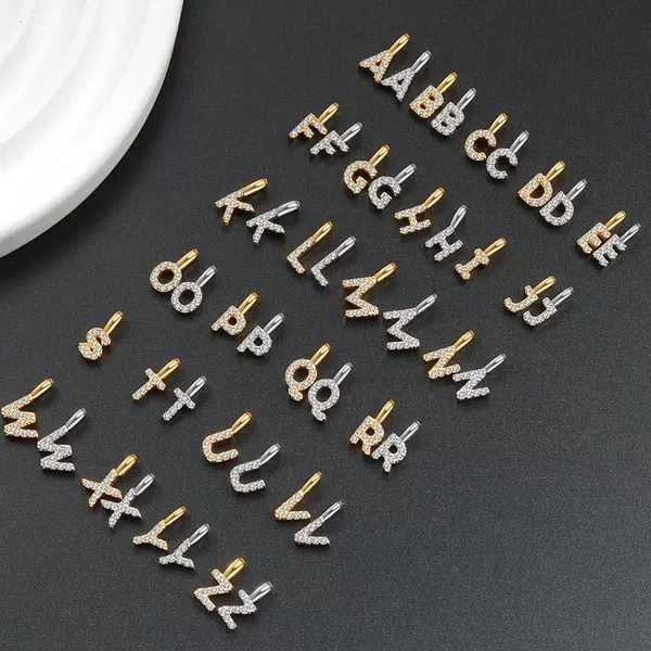 Amazon's Popular Micro-Inlaid Zircon English Alphabet Pendant DIY Accessories Necklace for Women Handmade Jewelry Wholesale