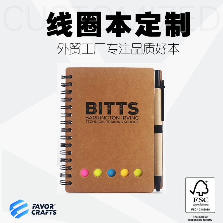 A6 Spiral Notebook, Eco-Friendly Kraft Loose-Leaf Notebook, Sticky Notes, Customizable Note Paper, Eco-Friendly Pen, Sticky Notes
